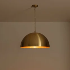 Luxe Oversized Brushed Brass Iron Large Dome Pendant Light
