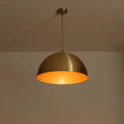 Luxe Oversized Brushed Brass Iron Large Dome Pendant Light