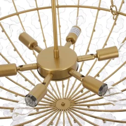 Luxe Sculpture Bloom Glass Floral Brass Basket Chandelier