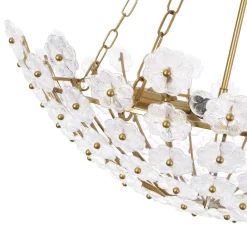 Luxe Sculpture Bloom Glass Floral Brass Basket Chandelier