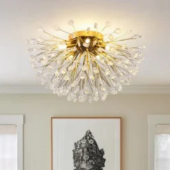Luxury Bloom Dandelion Crystal Semi Flush Mount