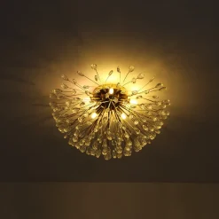 Luxury Bloom Dandelion Crystal Semi Flush Mount