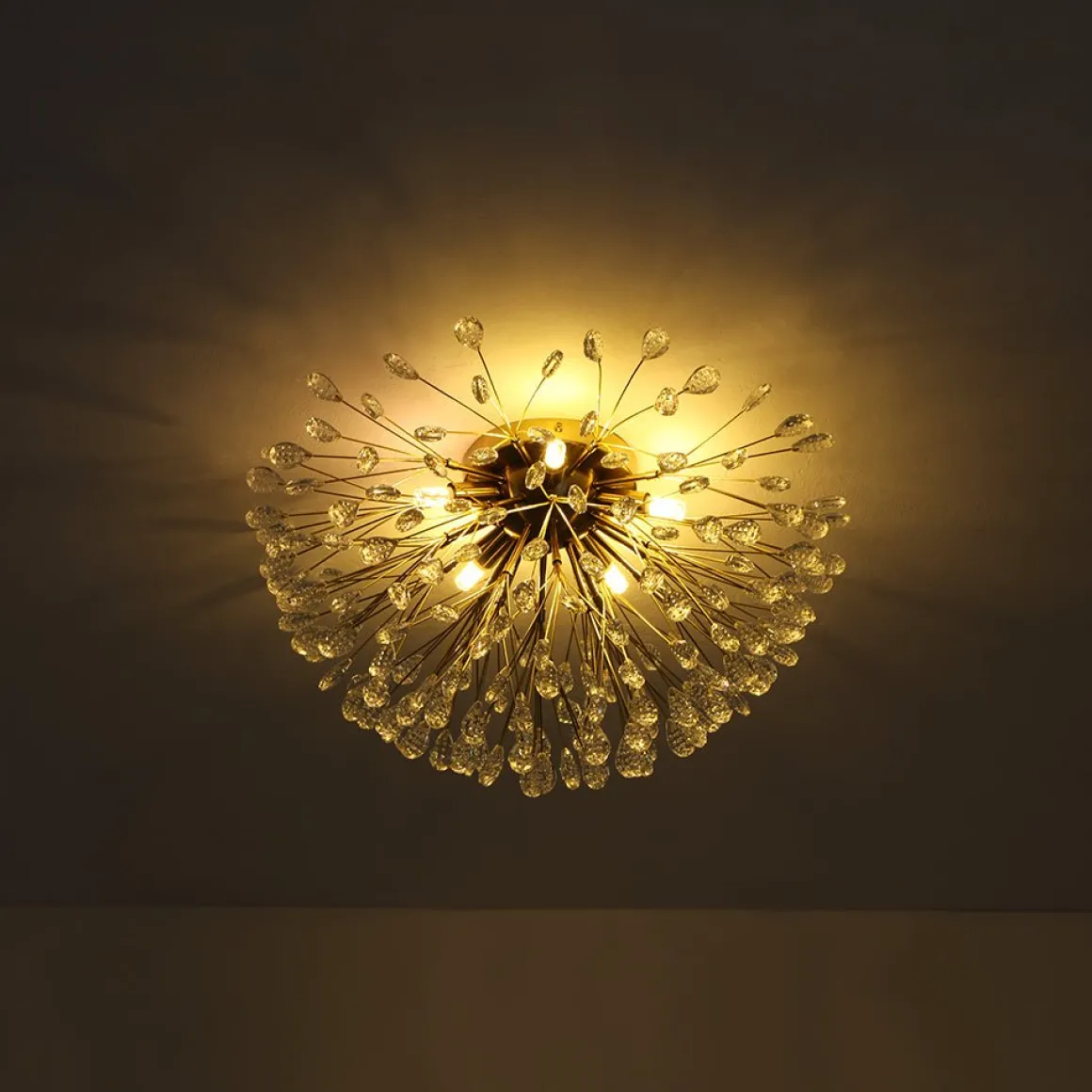 Luxury Bloom Dandelion Crystal Semi Flush Mount