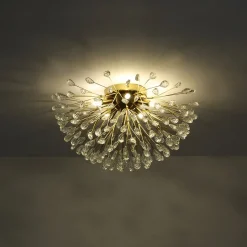 Luxury Bloom Dandelion Crystal Semi Flush Mount