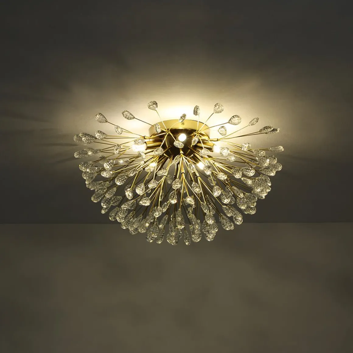 Luxury Bloom Dandelion Crystal Semi Flush Mount