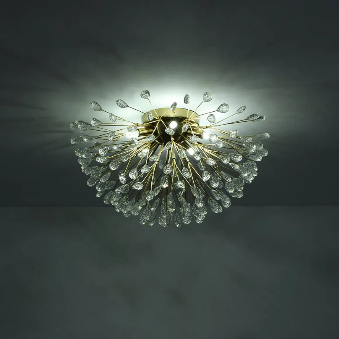 Luxury Bloom Dandelion Crystal Semi Flush Mount