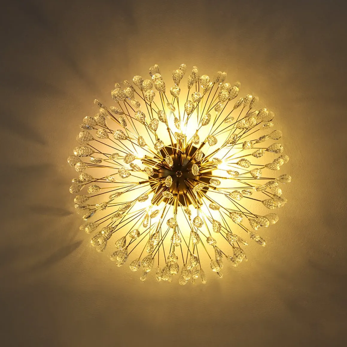 Luxury Bloom Dandelion Crystal Semi Flush Mount