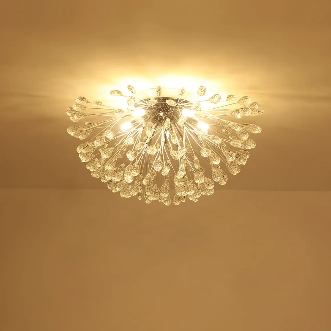 Luxury Bloom Dandelion Crystal Semi Flush Mount