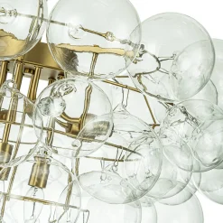 Luxury Brass Cluster Clear Glass Globe Bubble Chandelier