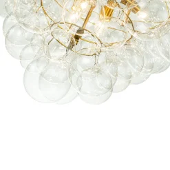 Luxury Brass Cluster Clear Glass Globe Bubble Chandelier