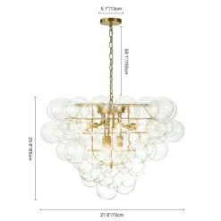 Luxury Brass Cluster Clear Glass Globe Bubble Chandelier