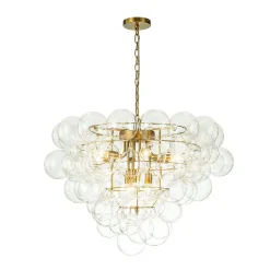 Luxury Brass Cluster Clear Glass Globe Bubble Chandelier