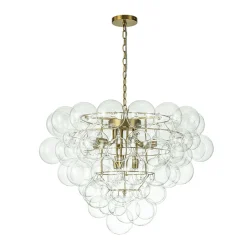 Luxury Brass Cluster Clear Glass Globe Bubble Chandelier