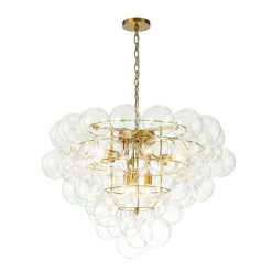 Luxury Brass Cluster Clear Glass Globe Bubble Chandelier