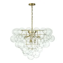 Luxury Brass Cluster Clear Glass Globe Bubble Chandelier
