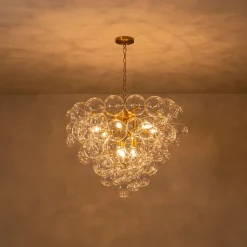 Luxury Brass Cluster Clear Glass Globe Bubble Chandelier
