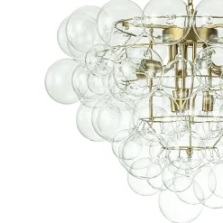 Luxury Brass Cluster Clear Glass Globe Bubble Chandelier