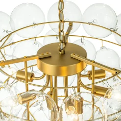 Luxury Brass Cluster Clear Glass Globe Bubble Chandelier