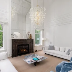 Luxury Cascade Cluster Ribbed Glass Bubble Entry Chandelier