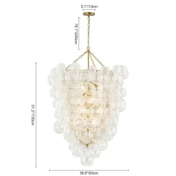 Luxury Cascade Cluster Ribbed Glass Bubble Entry Chandelier