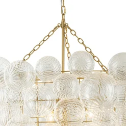 Luxury Cascade Cluster Ribbed Glass Bubble Entry Chandelier