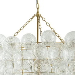 Luxury Cascade Cluster Ribbed Glass Bubble Entry Chandelier