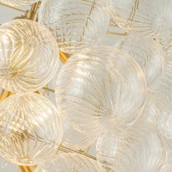 Luxury Cascade Cluster Ribbed Glass Bubble Entry Chandelier