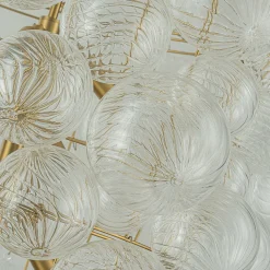 Luxury Cascade Cluster Ribbed Glass Bubble Entry Chandelier