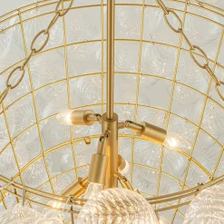 Luxury Cascade Cluster Ribbed Glass Bubble Entry Chandelier