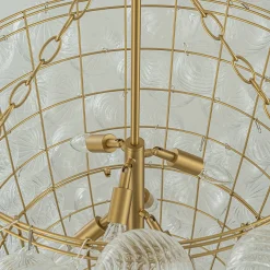 Luxury Cascade Cluster Ribbed Glass Bubble Entry Chandelier