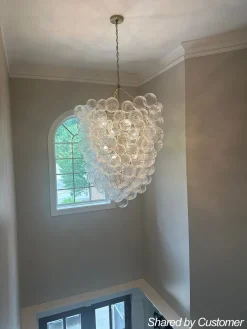 Luxury Cascade Cluster Ribbed Glass Bubble Entry Chandelier