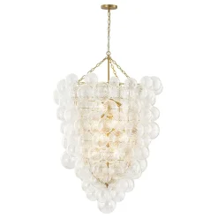 Luxury Cascade Cluster Ribbed Glass Bubble Entry Chandelier