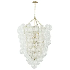 Luxury Cascade Cluster Ribbed Glass Bubble Entry Chandelier