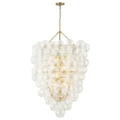 Luxury Cascade Cluster Ribbed Glass Bubble Entry Chandelier