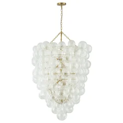 Luxury Cascade Cluster Ribbed Glass Bubble Entry Chandelier