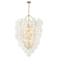Luxury Cascade Cluster Ribbed Glass Bubble Entry Chandelier