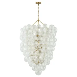 Luxury Cascade Cluster Ribbed Glass Bubble Entry Chandelier