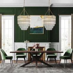 Luxury Cluster Glass Textured Tube Round Tiered Chandelier
