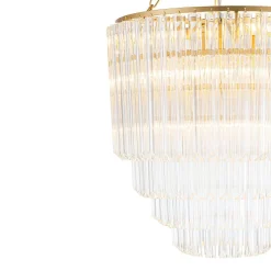 Luxury Cluster Glass Textured Tube Round Tiered Chandelier