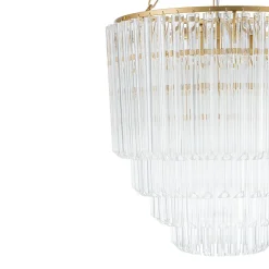 Luxury Cluster Glass Textured Tube Round Tiered Chandelier