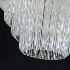 Luxury Cluster Glass Textured Tube Round Tiered Chandelier