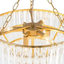 Luxury Cluster Glass Textured Tube Round Tiered Chandelier