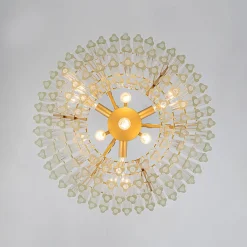 Luxury Cluster Glass Textured Tube Round Tiered Chandelier