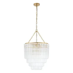 Luxury Cluster Glass Textured Tube Round Tiered Chandelier