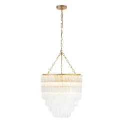 Luxury Cluster Glass Textured Tube Round Tiered Chandelier