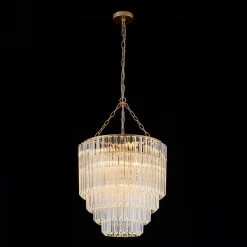 Luxury Cluster Glass Textured Tube Round Tiered Chandelier