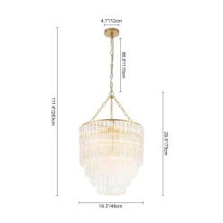 Luxury Cluster Glass Textured Tube Round Tiered Chandelier