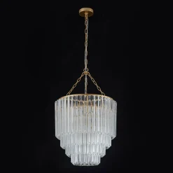 Luxury Cluster Glass Textured Tube Round Tiered Chandelier