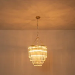 Luxury Cluster Glass Textured Tube Round Tiered Chandelier