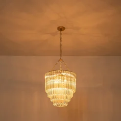 Luxury Cluster Glass Textured Tube Round Tiered Chandelier